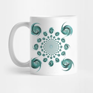 Blue Dance Kaleidoscope Floral Spirals Folk Stylised Ornament Mug